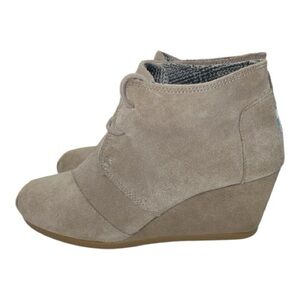 Toms Taupe Suede Wedge Booties